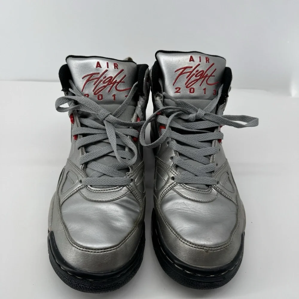 Nike Air Flight 2013 Silver Red High Top Sneakers Women's 10 Basketball Shoes